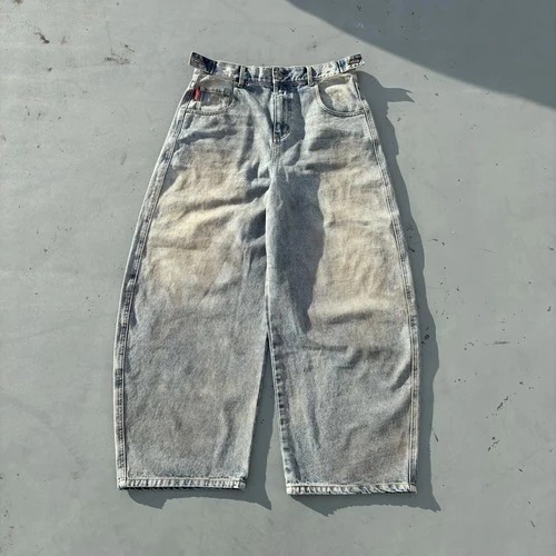 2025SS 9090 King Logo Slub Denim Buggy Pants 水洗牛仔褲現貨 2025SS 9090 King Logo Slub Denim Buggy Pants 水洗牛仔褲現貨