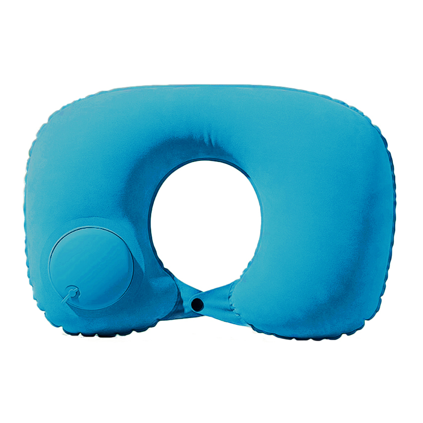 按壓式充氣U型枕 (孔雀藍) 人體工學/便利/好攜帶/午安枕/頸枕/旅行必備/辦公室午睡 64CTB0020