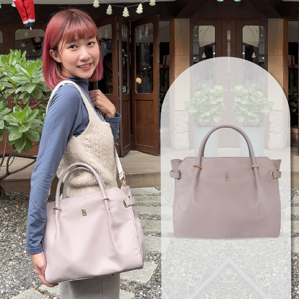 尼龍鉑金媽咪包-丁香紫