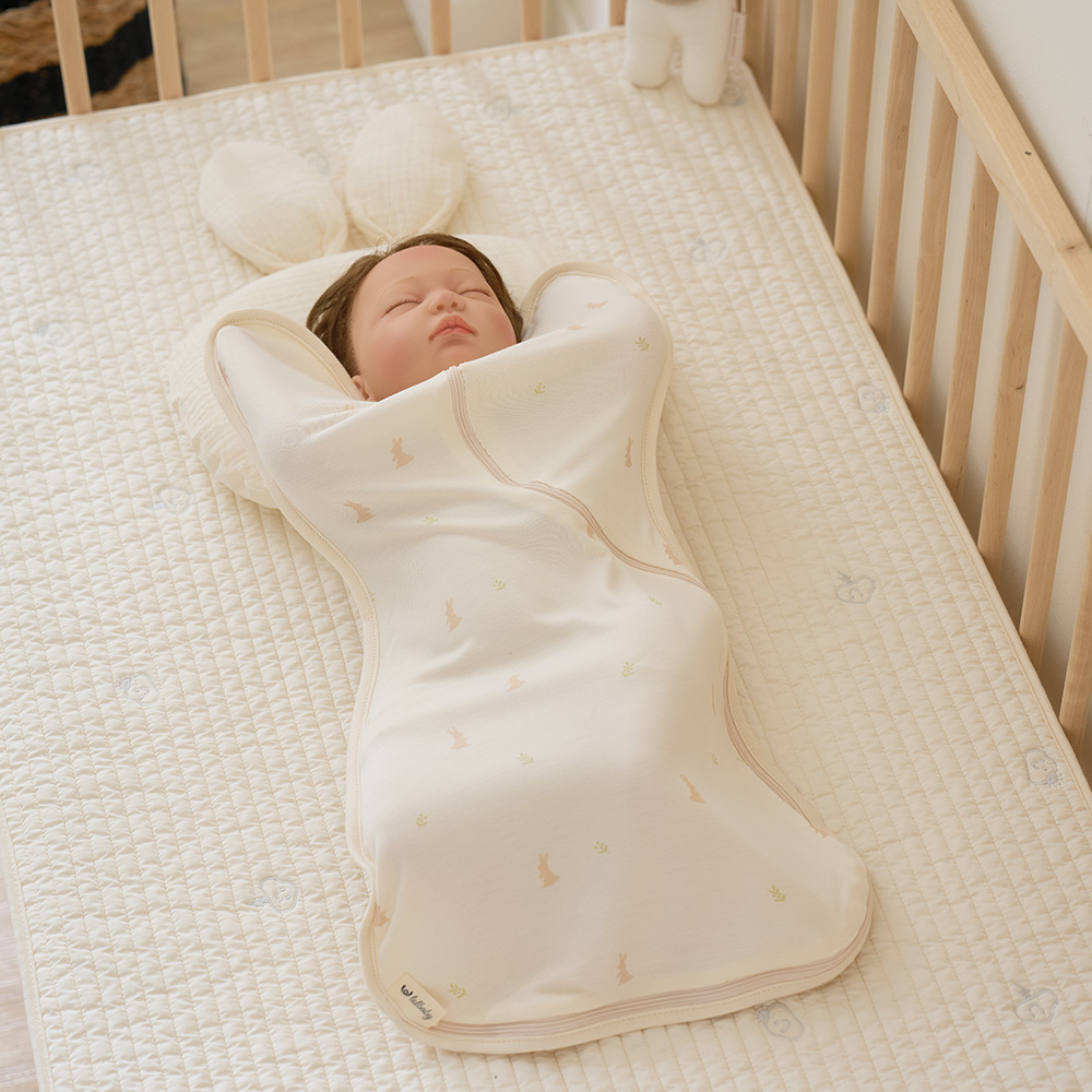 lolbaby 韓國 蝶型包巾baby swaddle 0-5m免脫換尿布-S號｜竹纖衣款｜哈囉兔兔