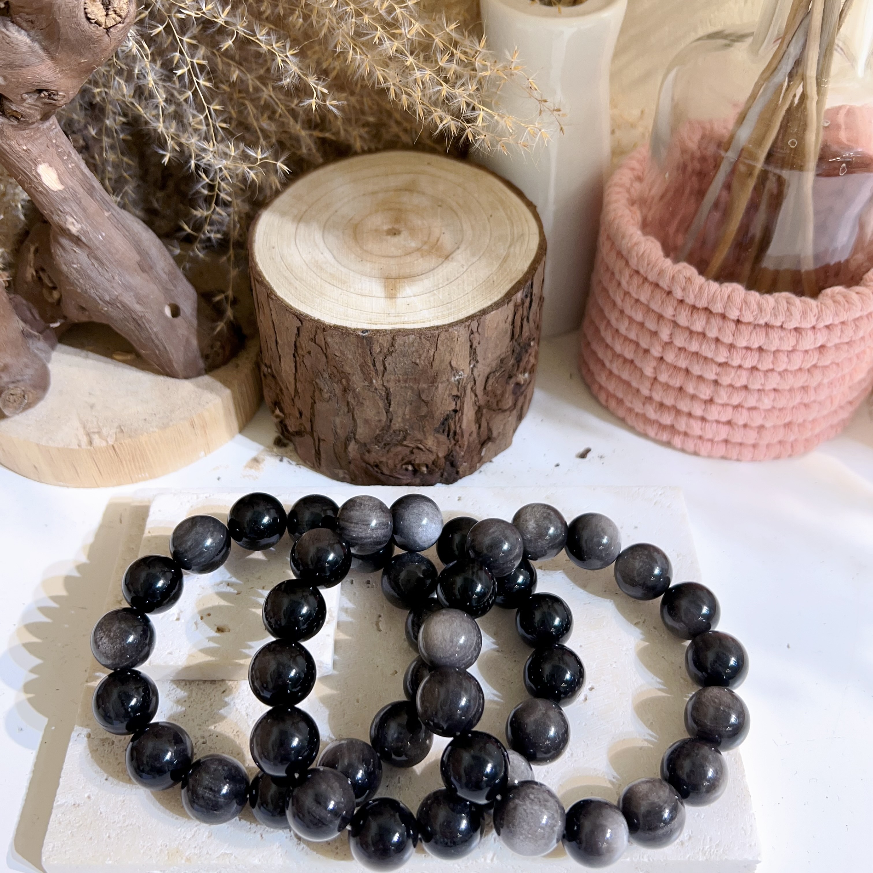 銀曜石手串 14mm