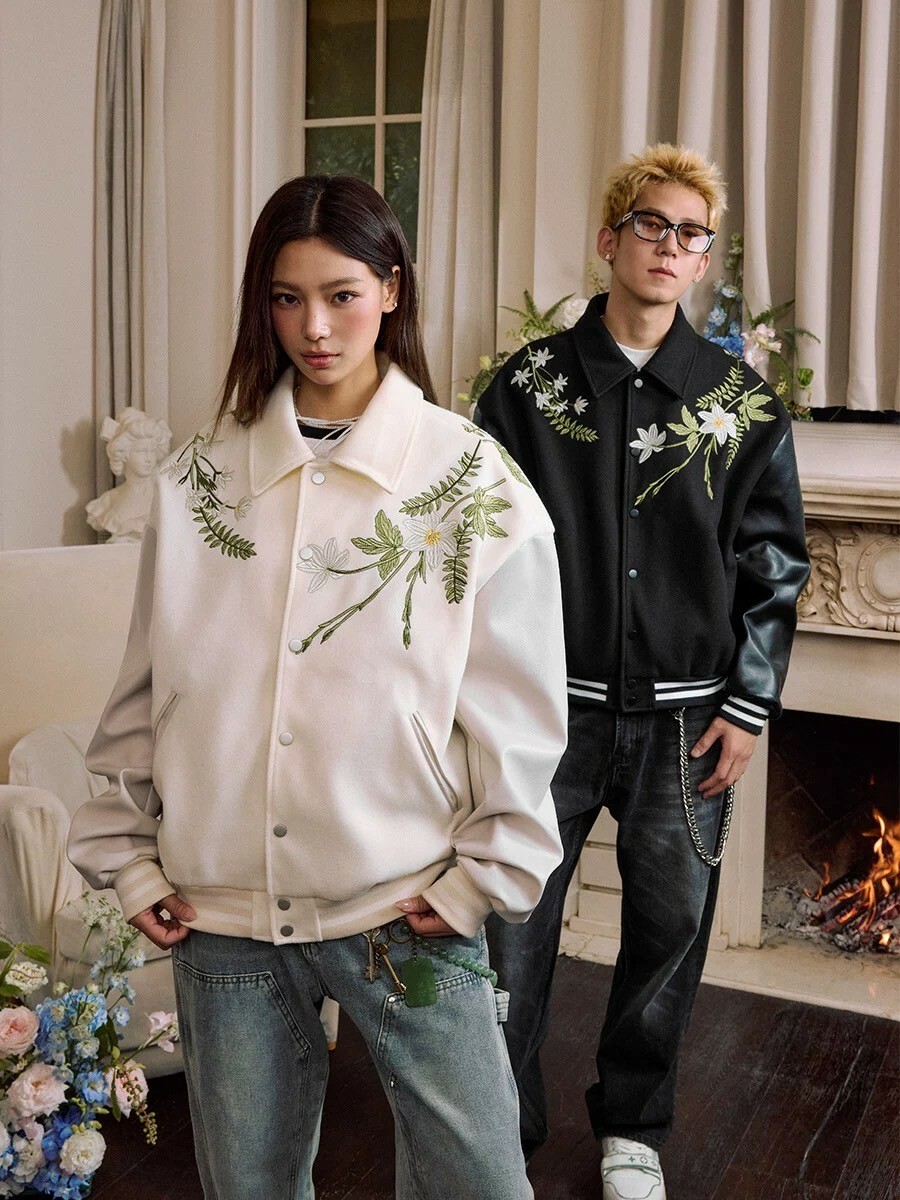HARSHANDCRUEL 美式 花卉 刺繡 棒球 #外套