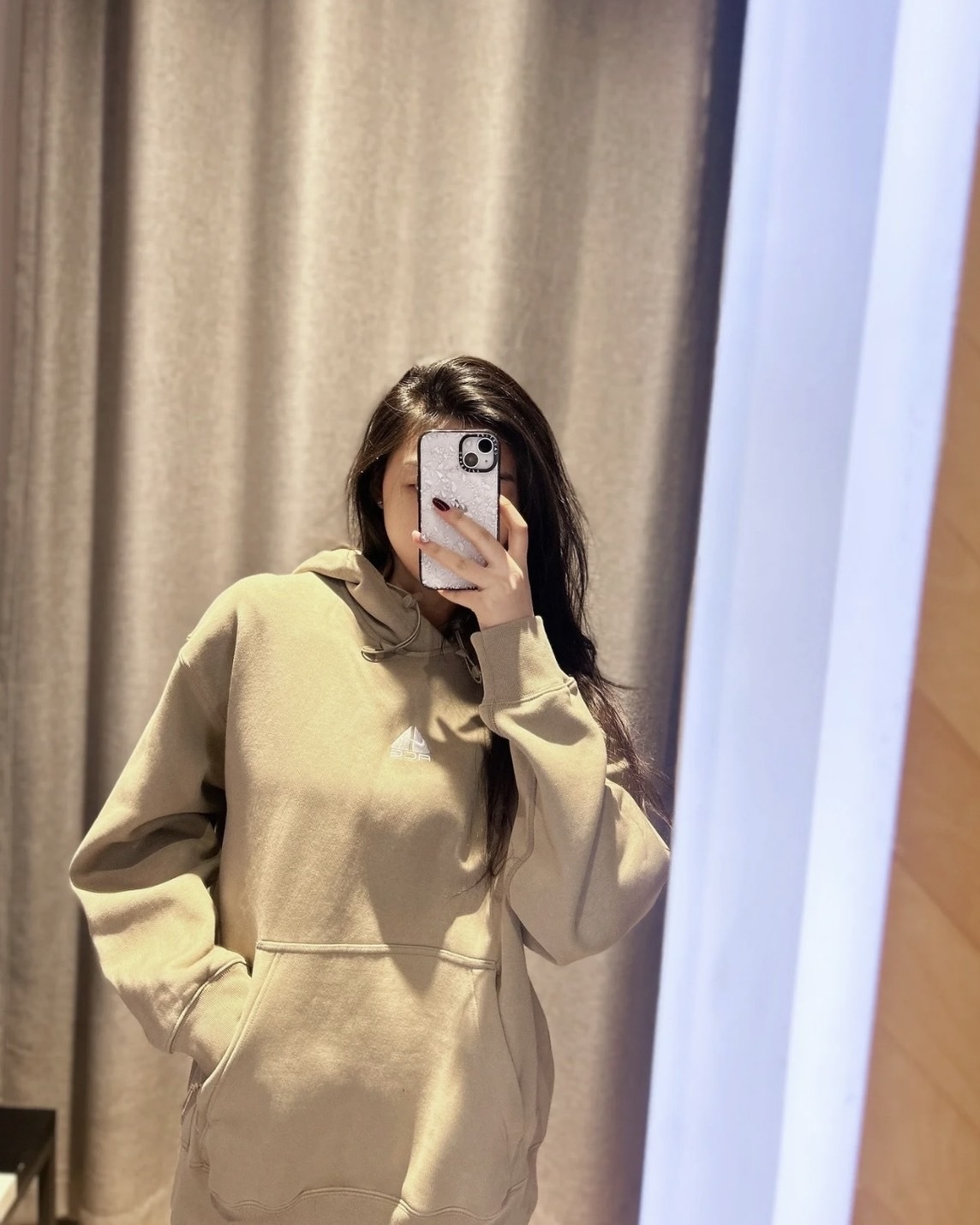 NIKE ACG THERMA-FIT 厚磅 刺繡 抽繩 刷毛 帽TEE 黑/灰米色