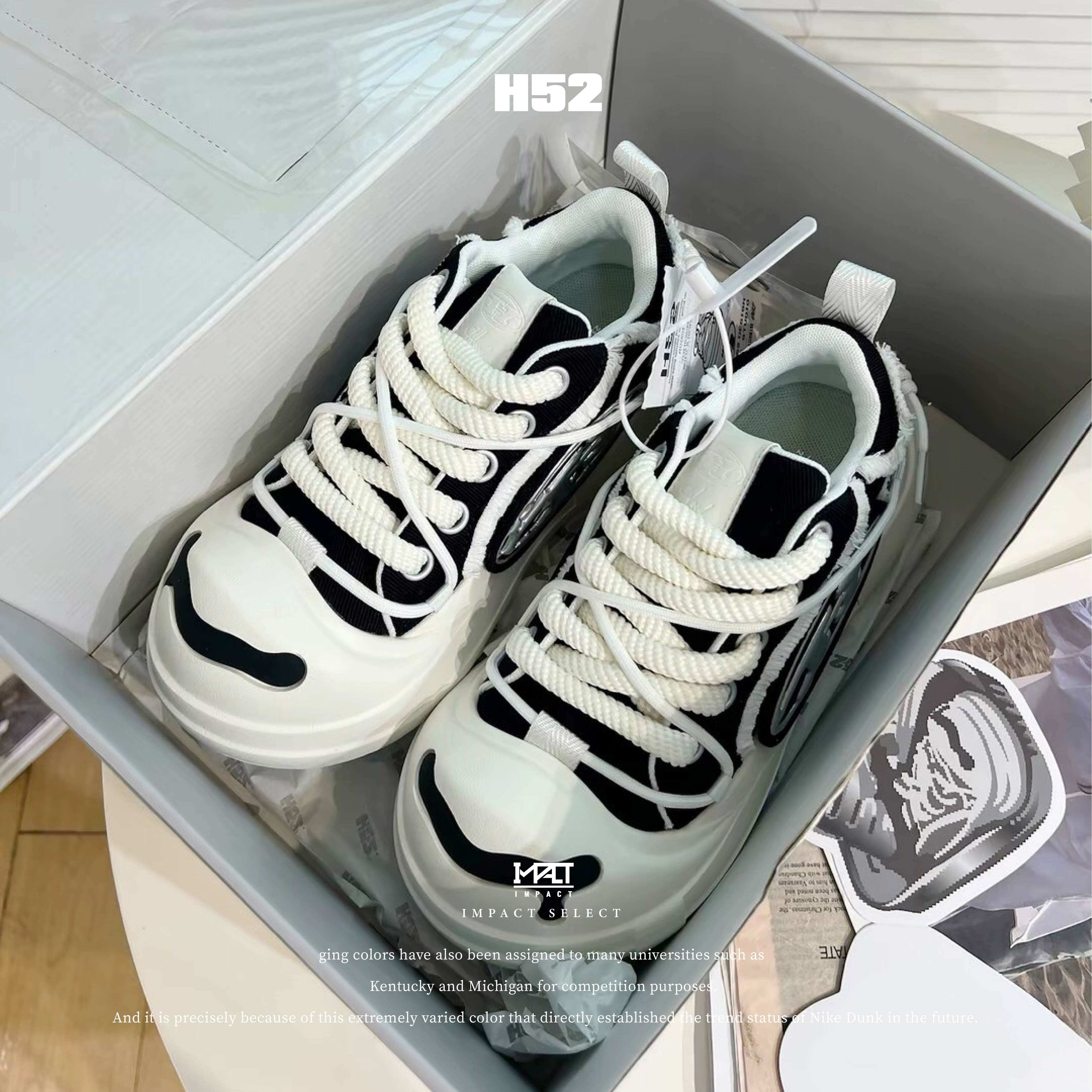 H52二代 開口笑 奶油鞋 大頭鞋 水晶底  罐頭 鞋盒 【帆布黑】【帆布白】【牛仔藍】