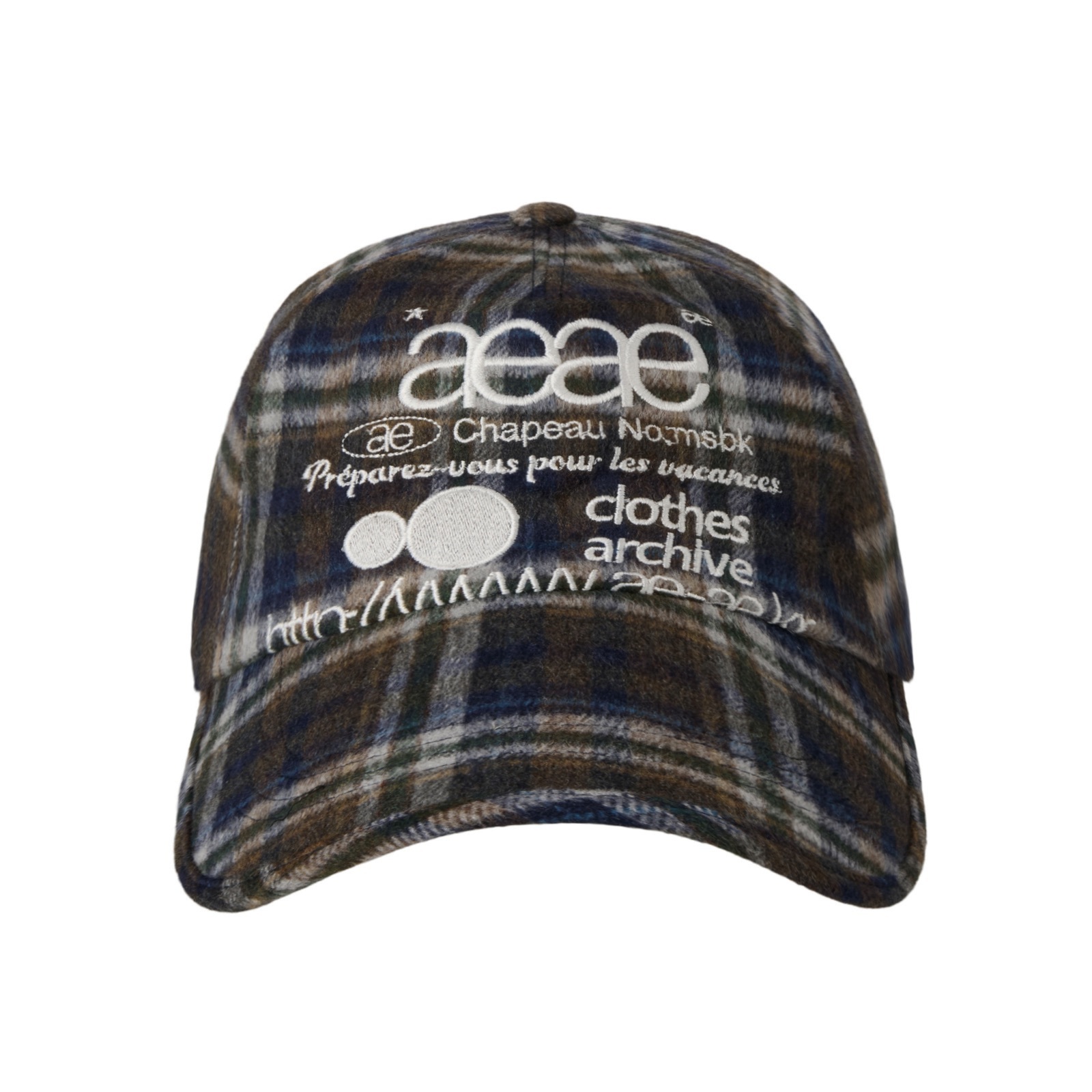 [aeae] WEB LOGO WOOL CHECK CAP