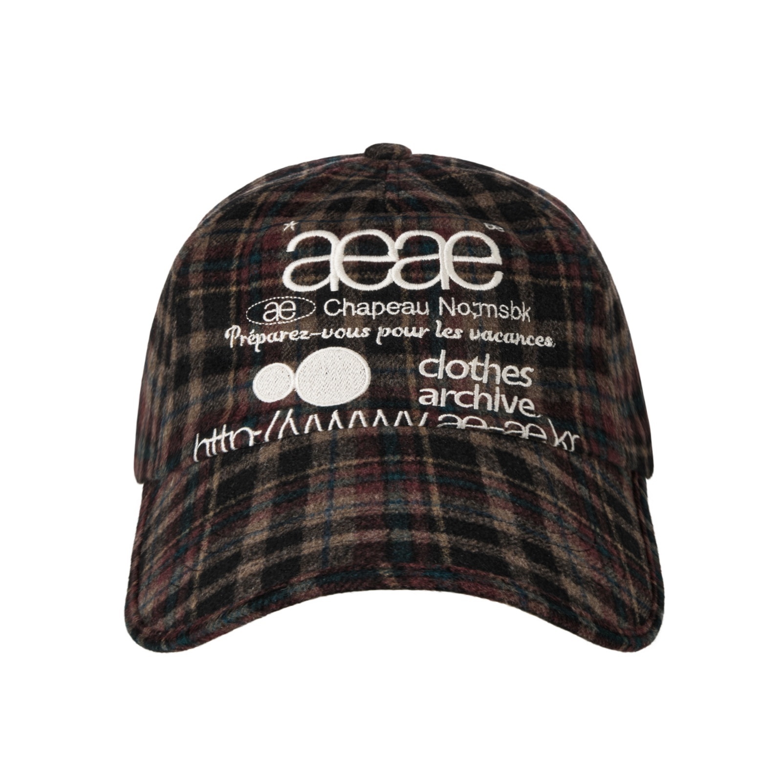 [aeae] WEB LOGO WOOL CHECK CAP