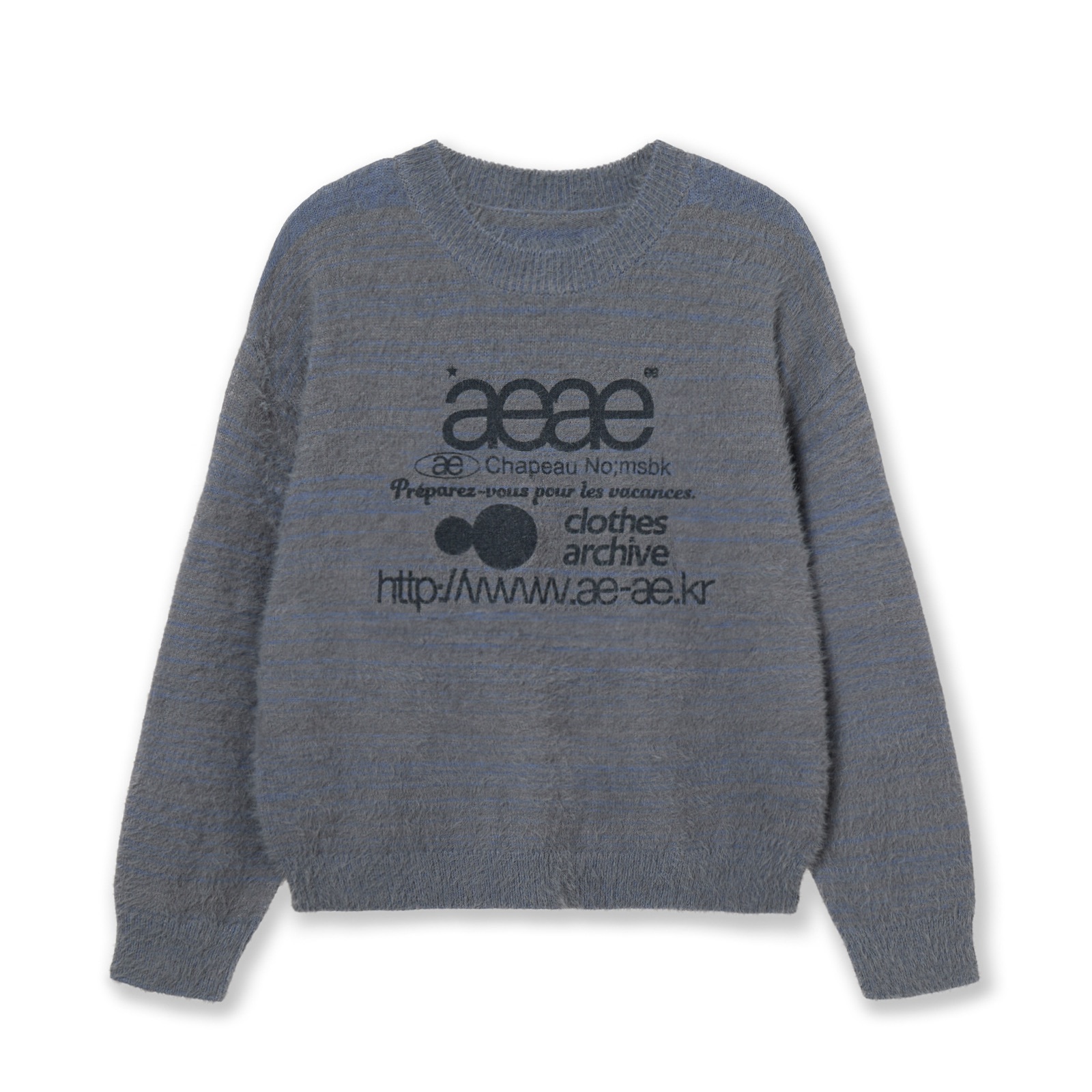 [aeae] WEB LOGO CROP HAIRY KNIT
