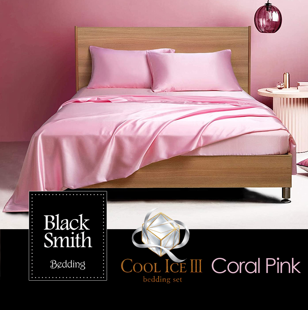Black smith 第三代2901針冰絲系列床品套裝_珊瑚粉