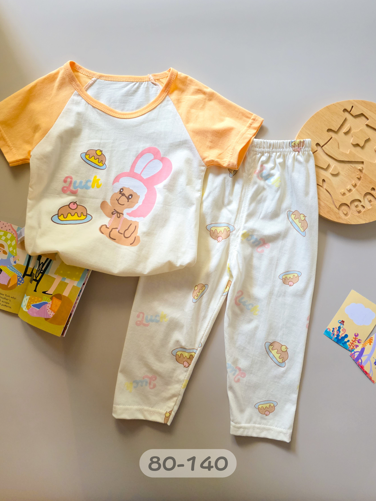 兔兔吃蛋糕 短袖長褲居家套裝