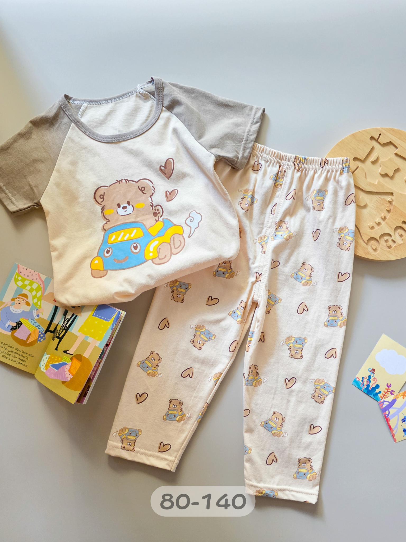 開車小熊 短袖長褲居家套裝