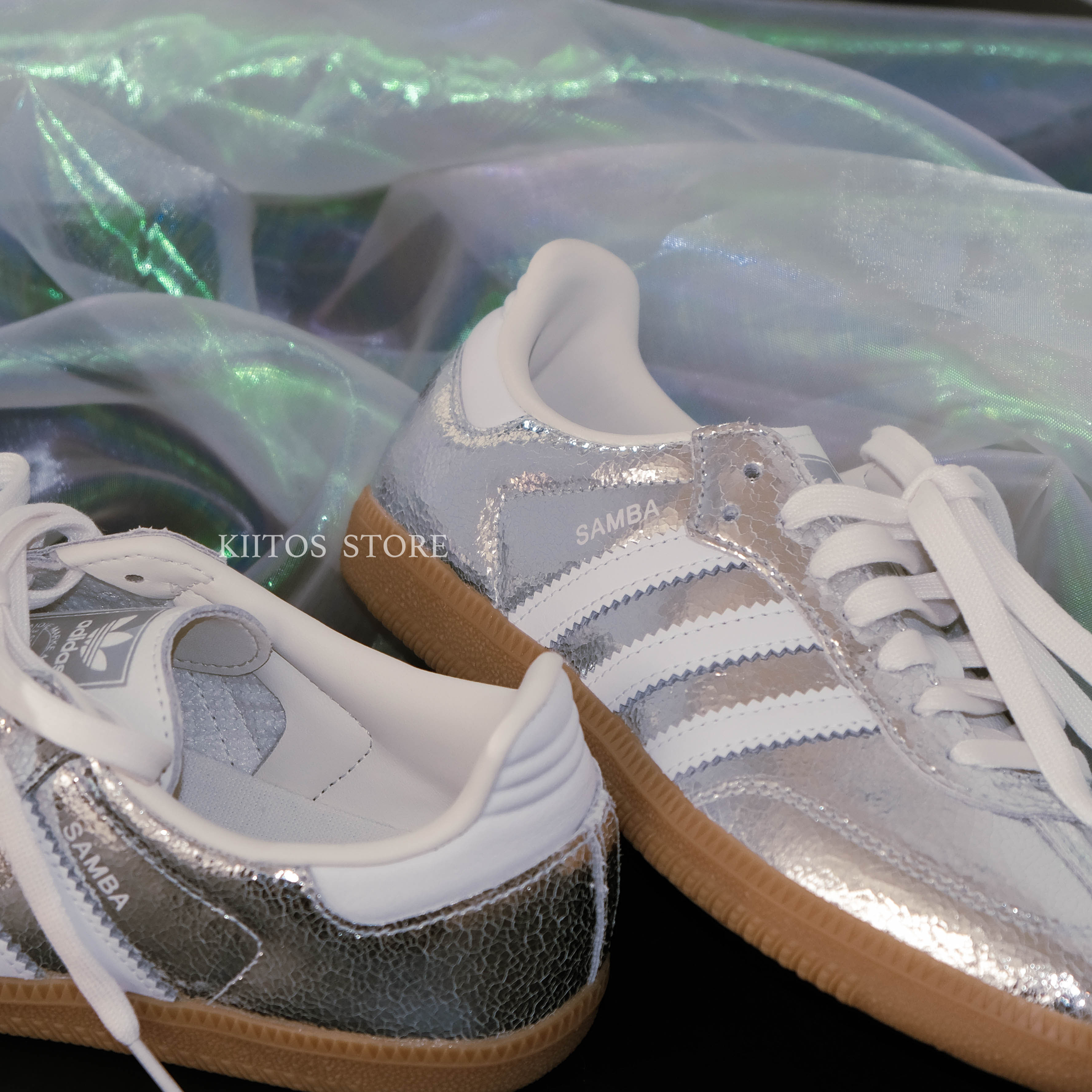 現貨出清 ADIDAS SAMBA OG Y2K 蛇紋 閃耀銀 鏡面 裂紋 JR0035 24cm