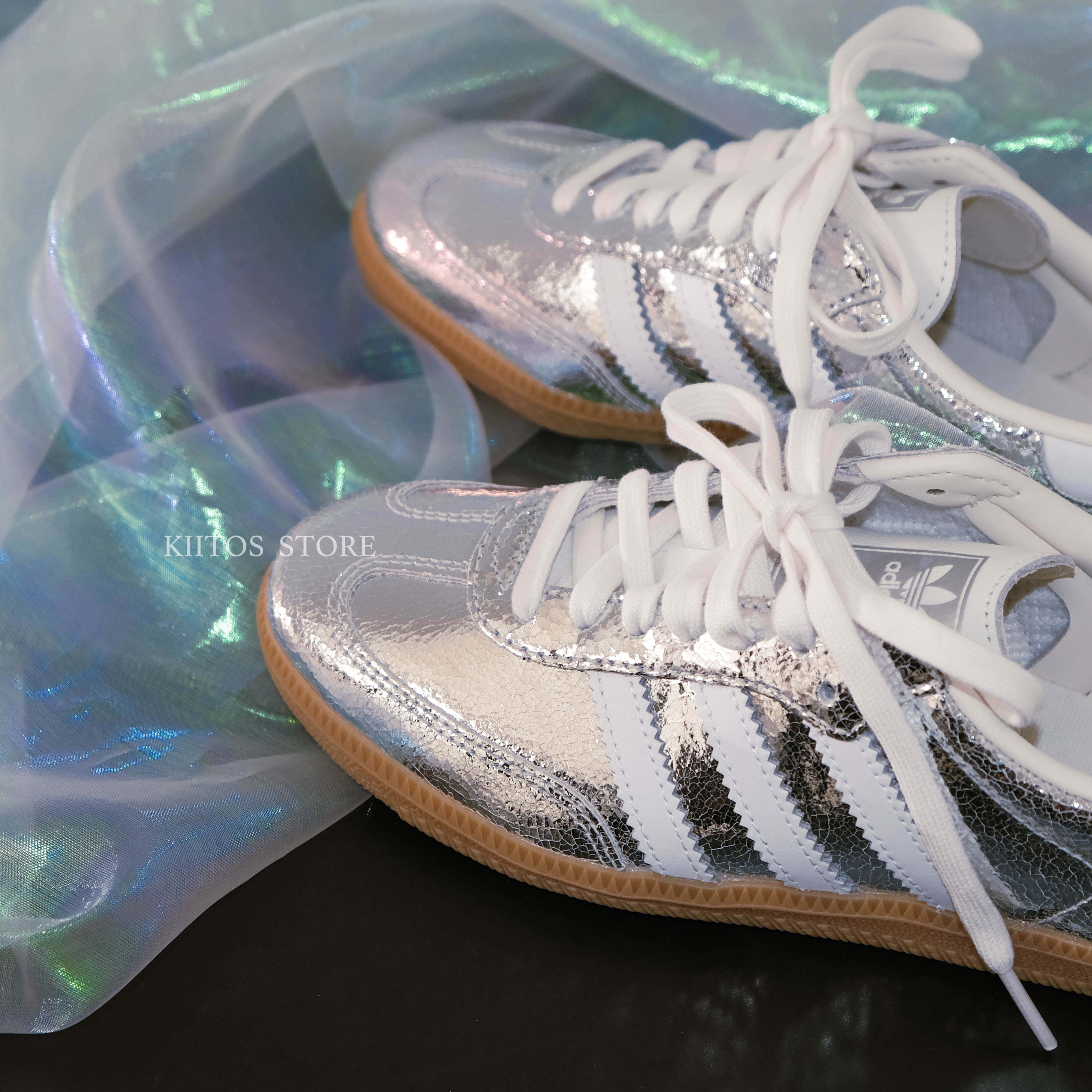 ADIDAS SAMBA OG Y2K 蛇紋閃耀銀鏡面裂紋JR0035