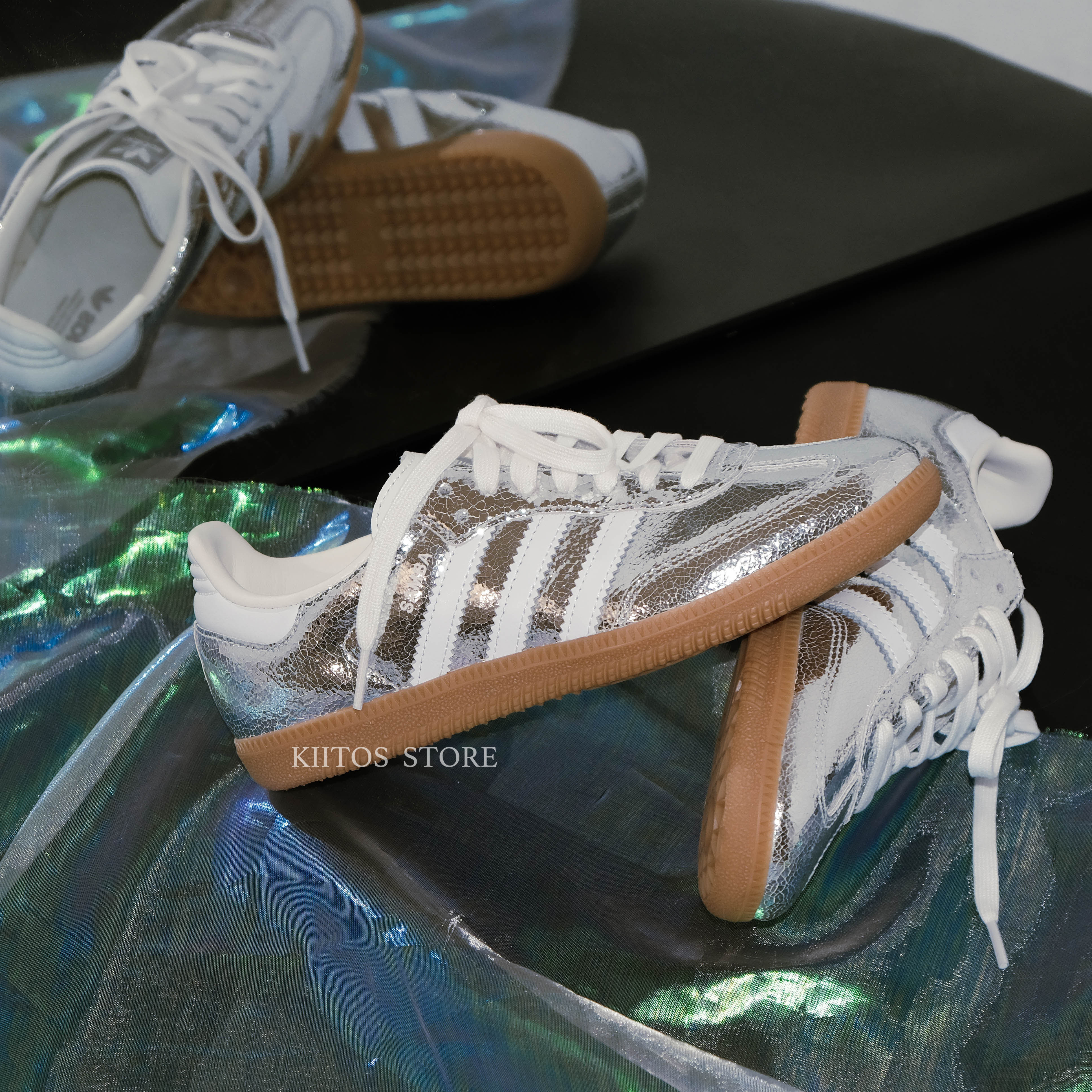 ADIDAS SAMBA OG Y2K 蛇紋閃耀銀鏡面裂紋JR0035