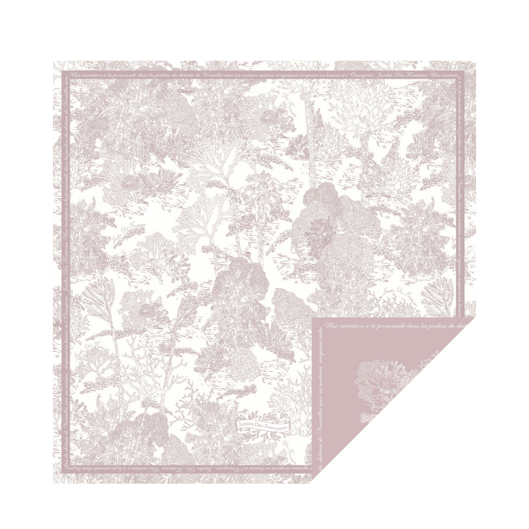 JARDIN DES FONTAINES- 凡爾賽茹伊粉灰色絲巾臻禮套裝（雙面絲巾及絲巾環）-JDF-TDJ918A-60