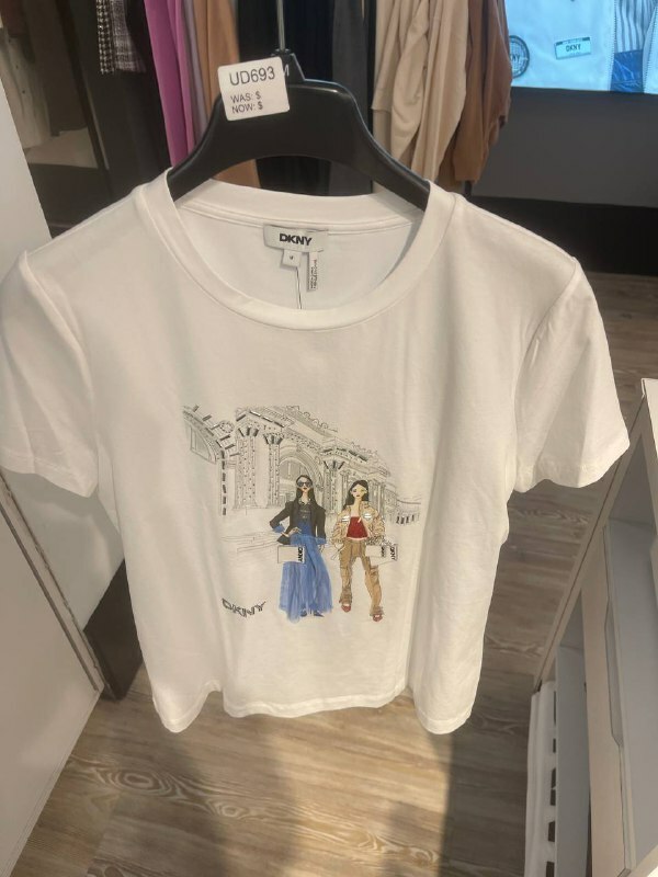 [U] DKNY WOME'S MET CONVERSATIONAL SHORT SLEEVE T-SHIRT,WHITE, P51HUWNA-WHITE (UD693)