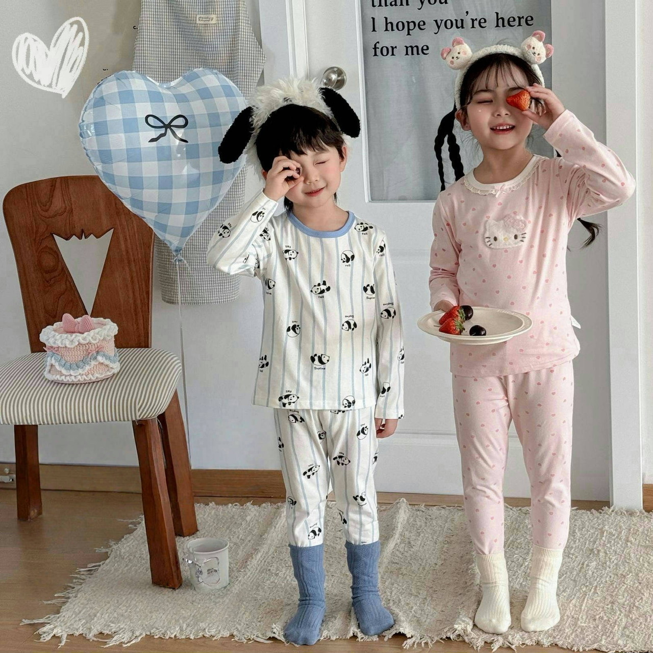 兒童碎花萊卡棉家居服套裝-2500430