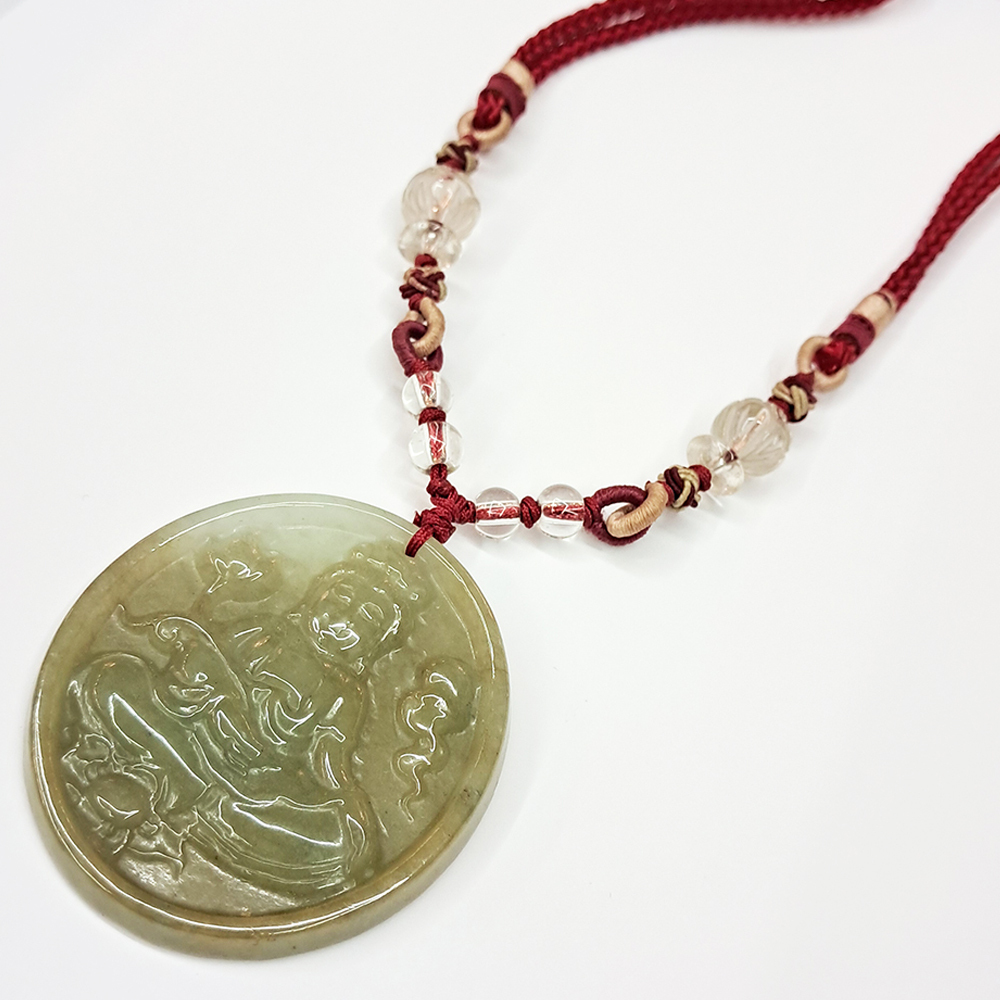 蓮花觀音玉佩&中國結項鍊【十方】139711