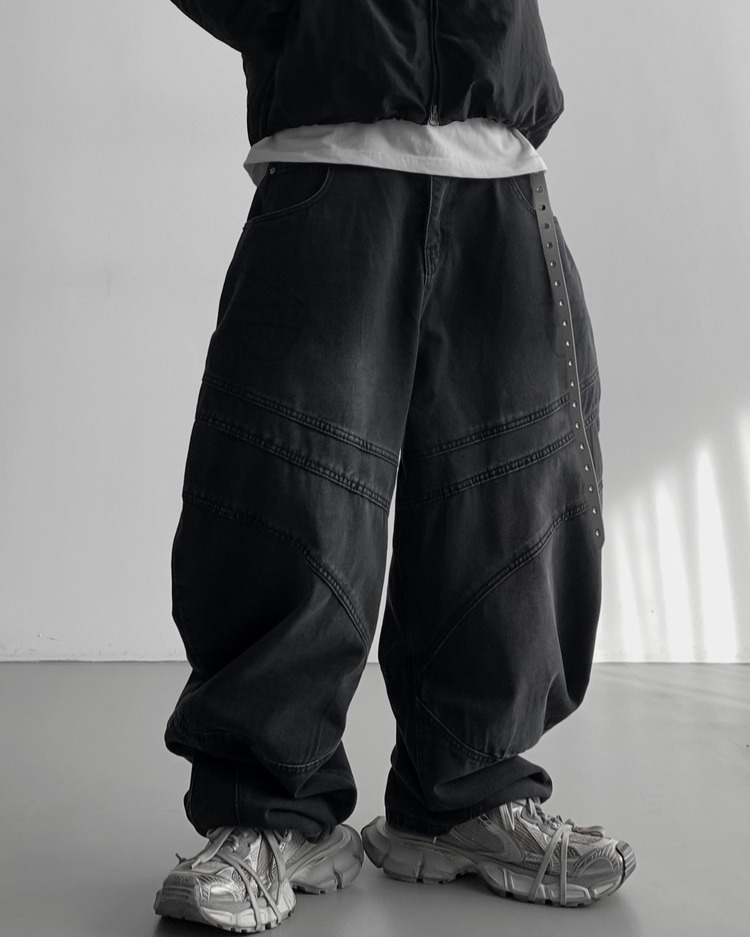 切線水洗氣球牛仔褲