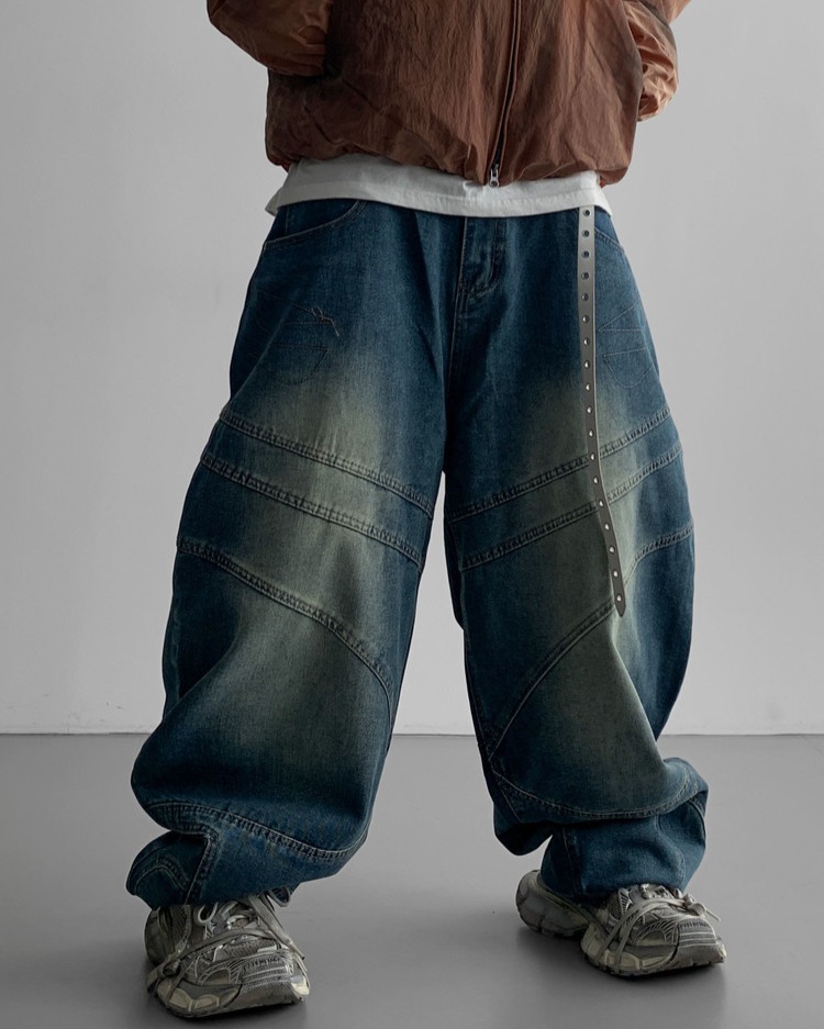 切線水洗氣球牛仔褲