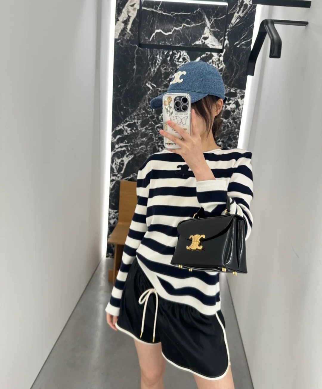 Celine 黑白間條 長袖Tee