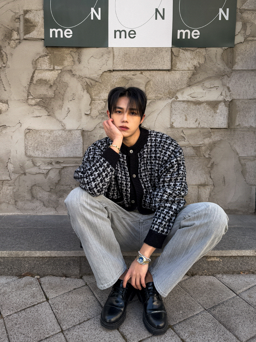 閃光粗花呢針織開衫