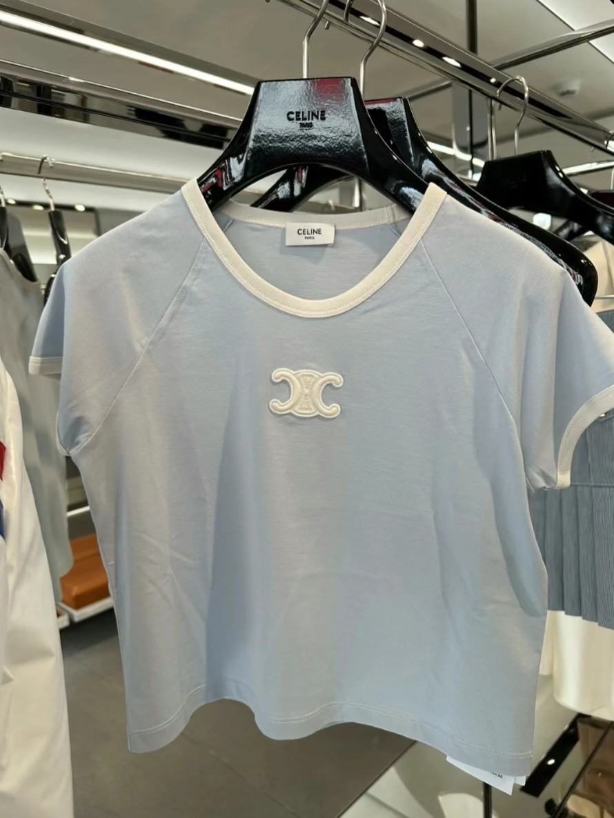 CELINE 粉藍色 併Logo Tee