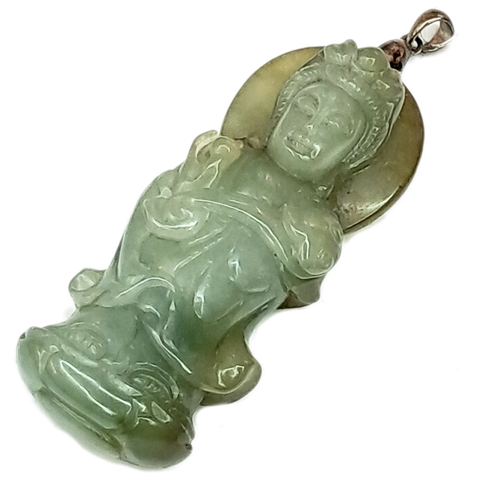 觀音冰油青蜜糖玉佩【十方】128090