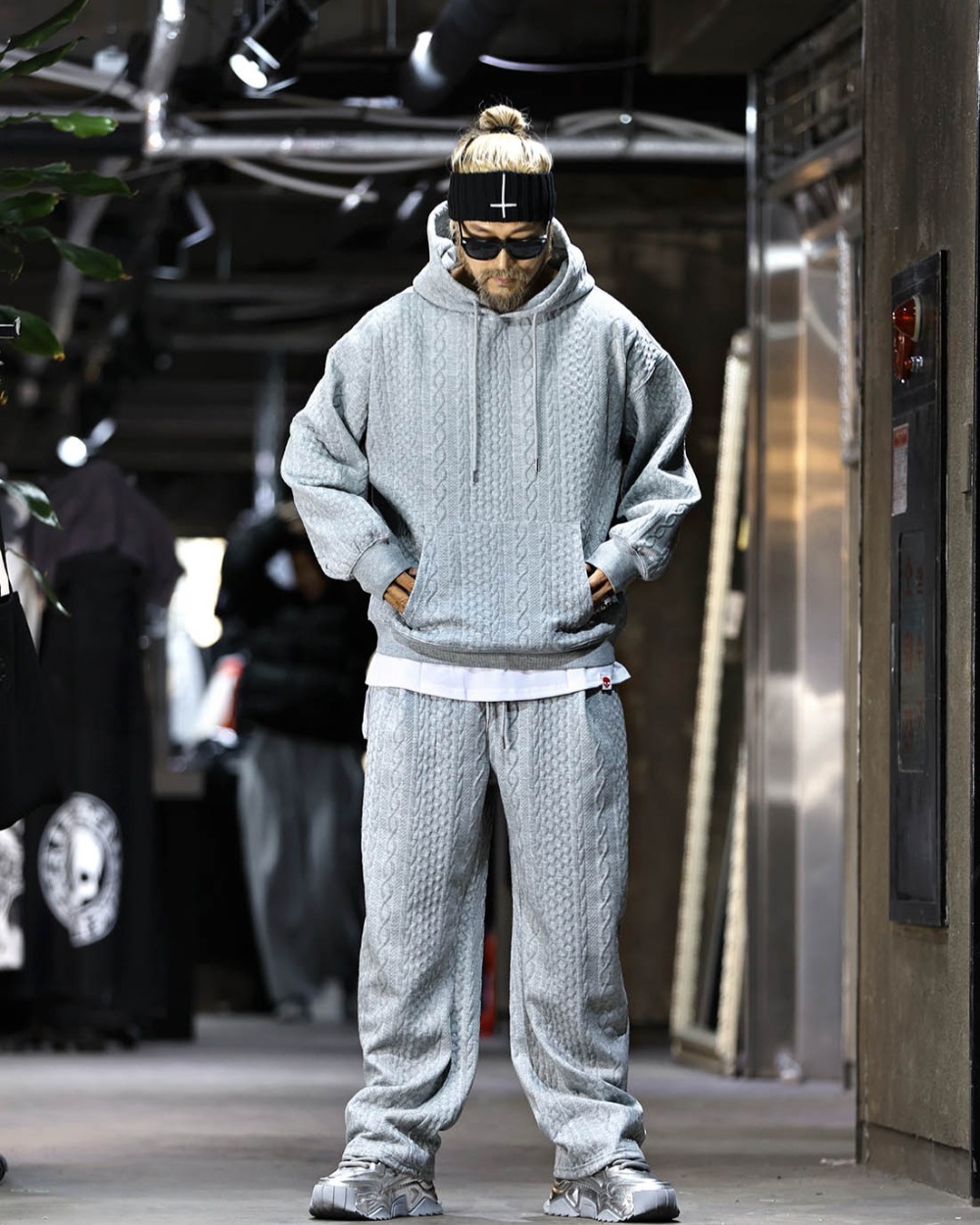 光環纜線連帽衫帽T 休閒棉褲 套裝