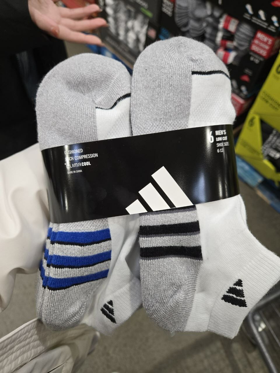 [U] CW ADDIDAS 949985 MEN'S PERFORMANCE LOW CUT AEROREADY CUSHIONED SOCKS,MULTI, 888254170485 (UCW114)