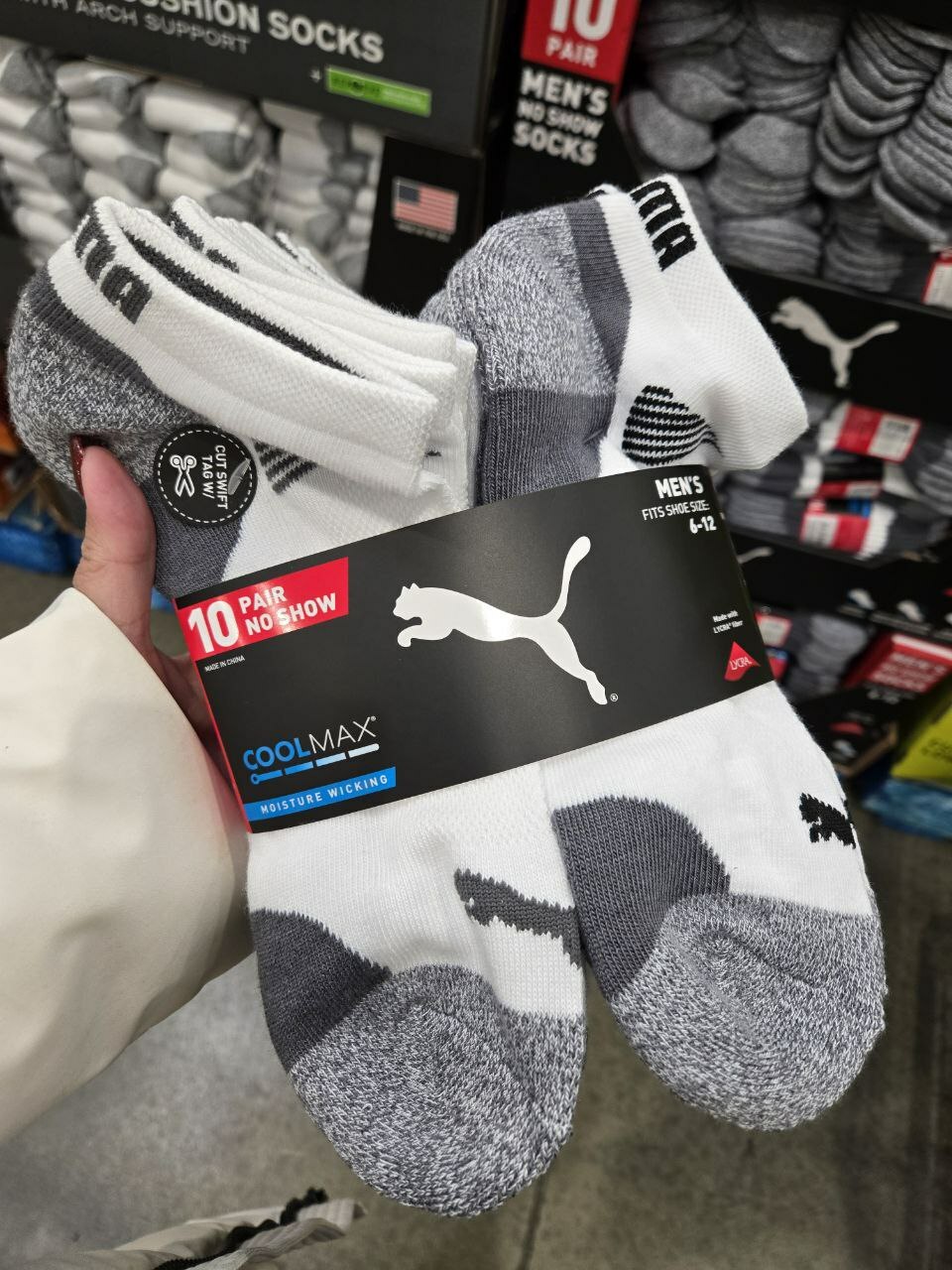 [U] CW PUMA 1489812 MEN'S MOISTURE CONTROL SPORT SOCKS, 888435268949 (UCW115)