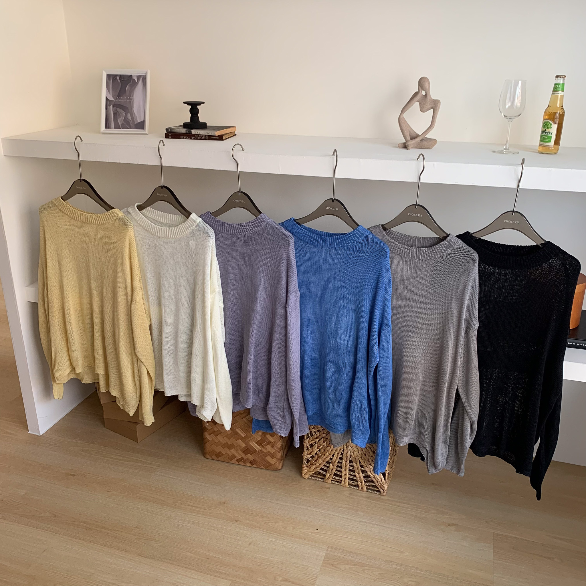 ISA_Colorful調色盤 淺春系透透軟針織上衣_52031