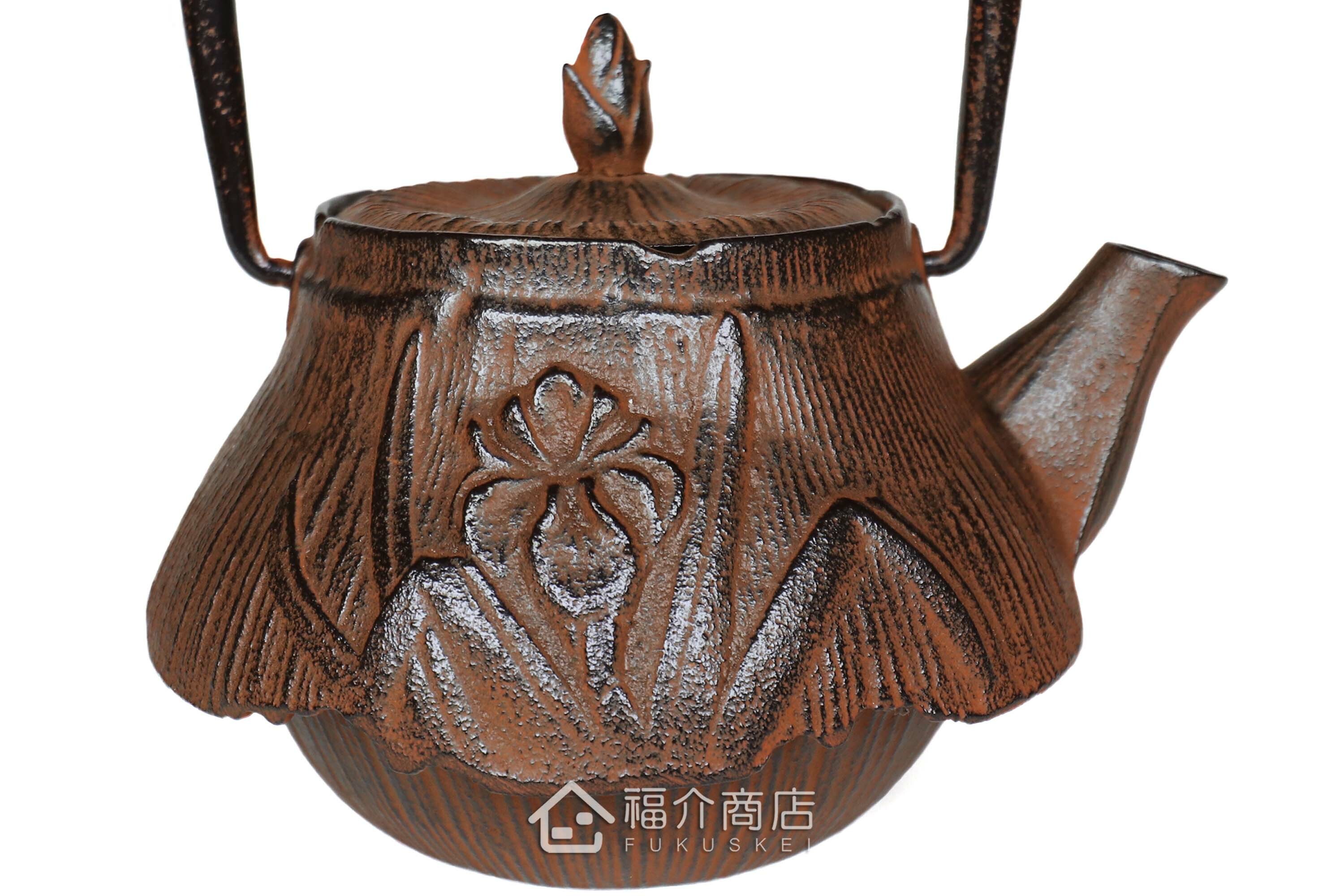 岩戶鑄工所製作的日本泡茶壺,菖蒲紋樣造型壺身