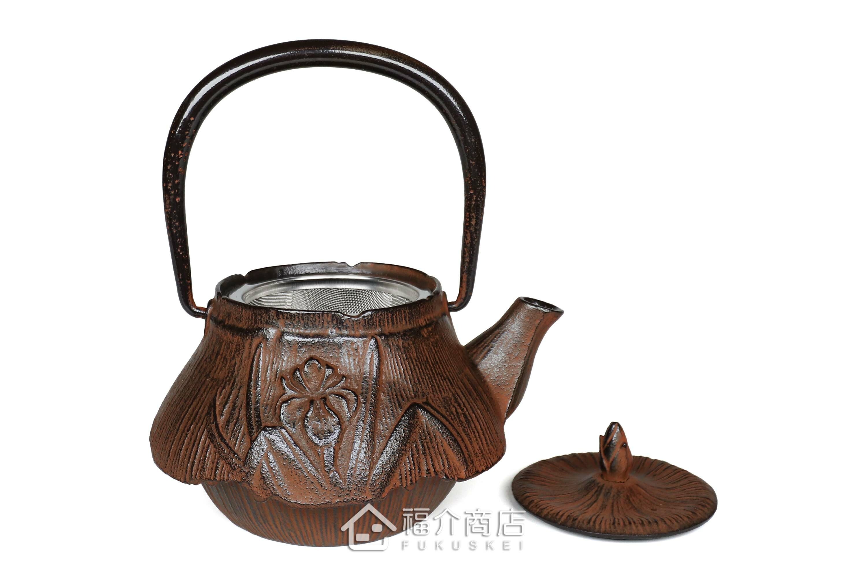 岩戶鑄工所製作的日本泡茶壺,菖蒲紋樣造型壺身