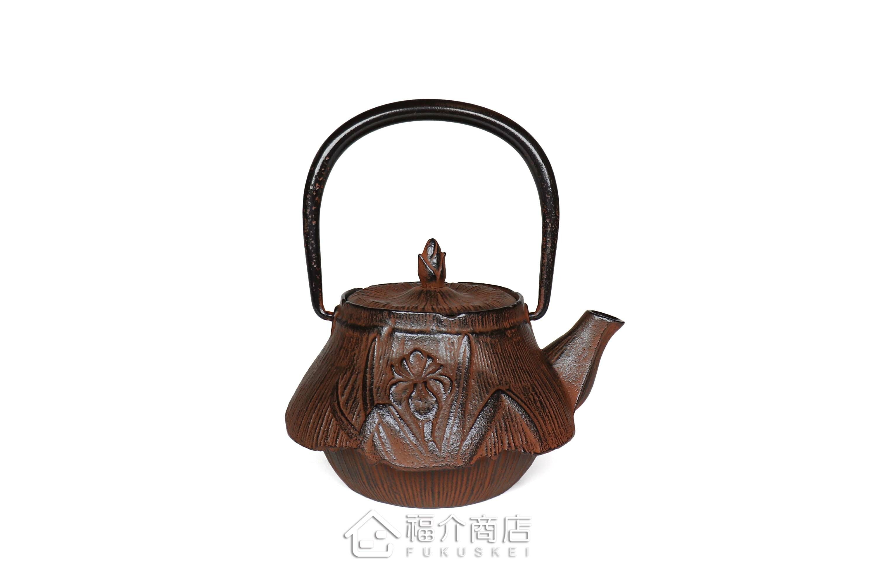 岩戶鑄工所製作的日本泡茶壺,菖蒲紋樣造型壺身