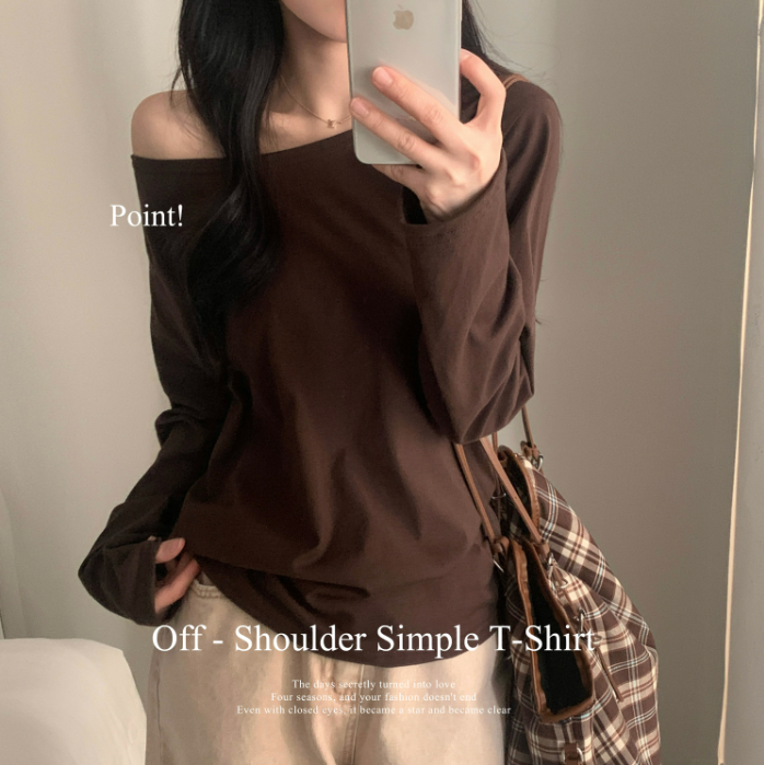 春季預訂｜寬鬆版型！露肩修身長袖T 恤