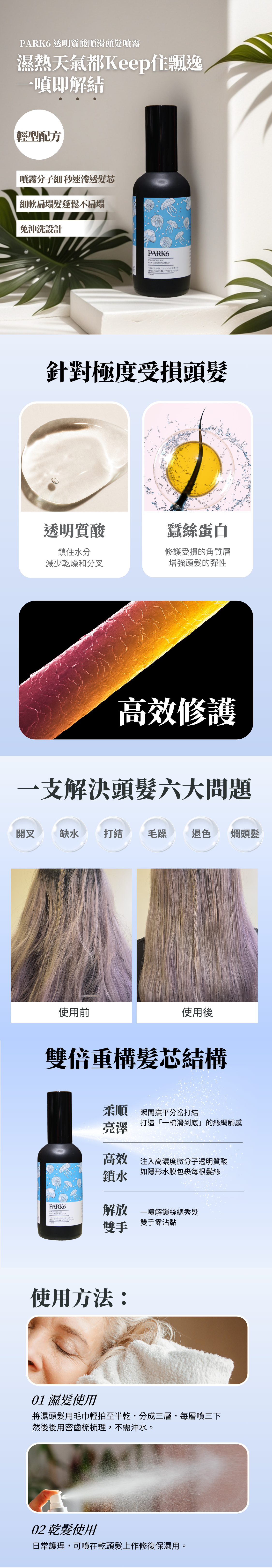 PARK6 透明質酸順滑頭髮噴霧