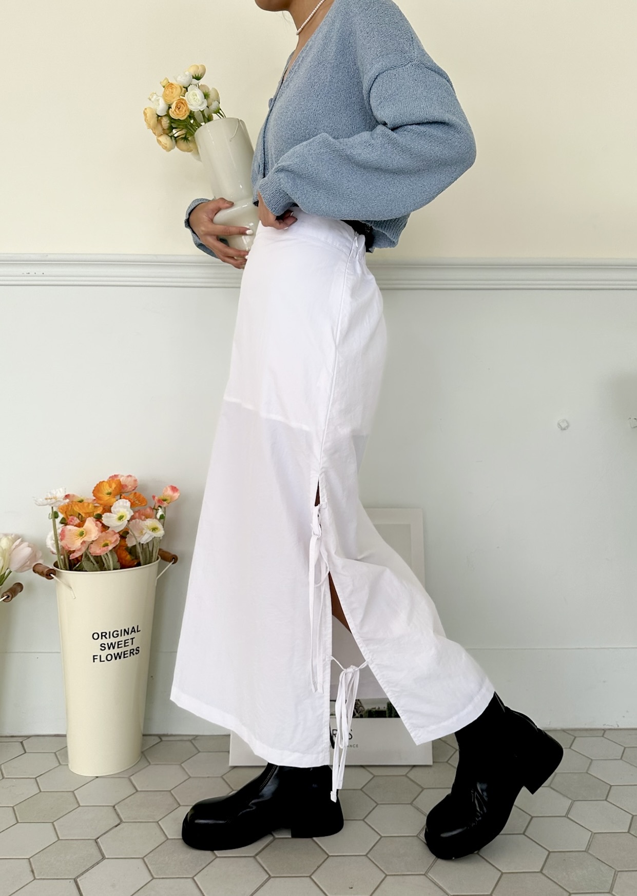 仙女衣櫥側開叉綁帶半身裙