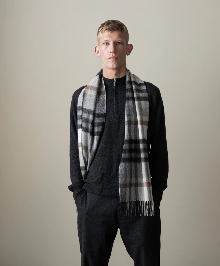 【現貨】Kiltane LL022505 100% Lambswool Scarf 頸巾 (Tartan 2 Black Grey)
