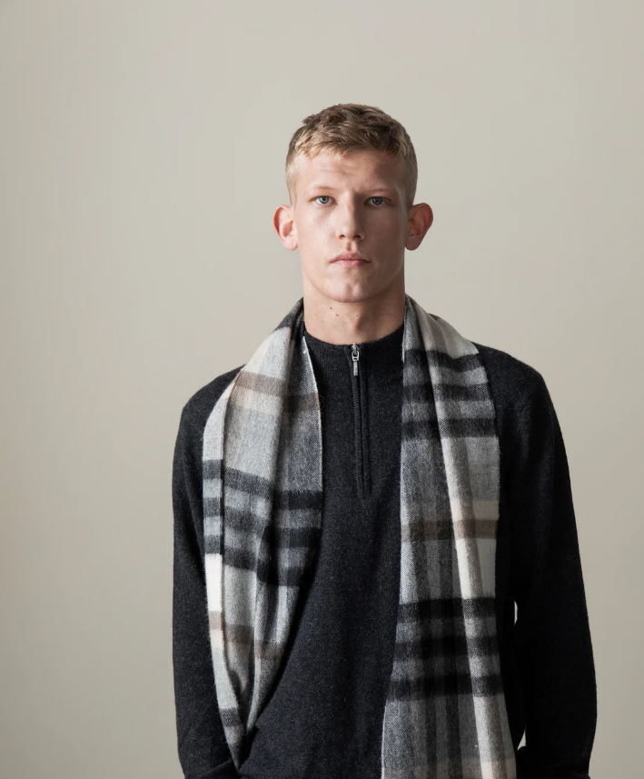 【現貨】Kiltane LL022505 100% Lambswool Scarf 頸巾 (Tartan 2 Black Grey)