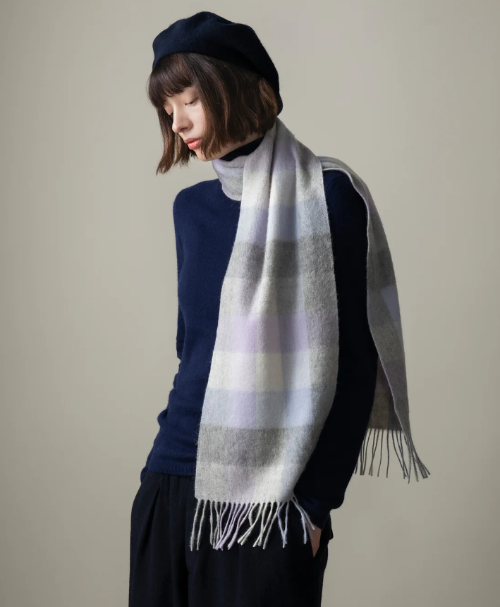 【現貨】Kiltane LL022510 100% Lambswool 頸巾 (5 Square Check Lilac)