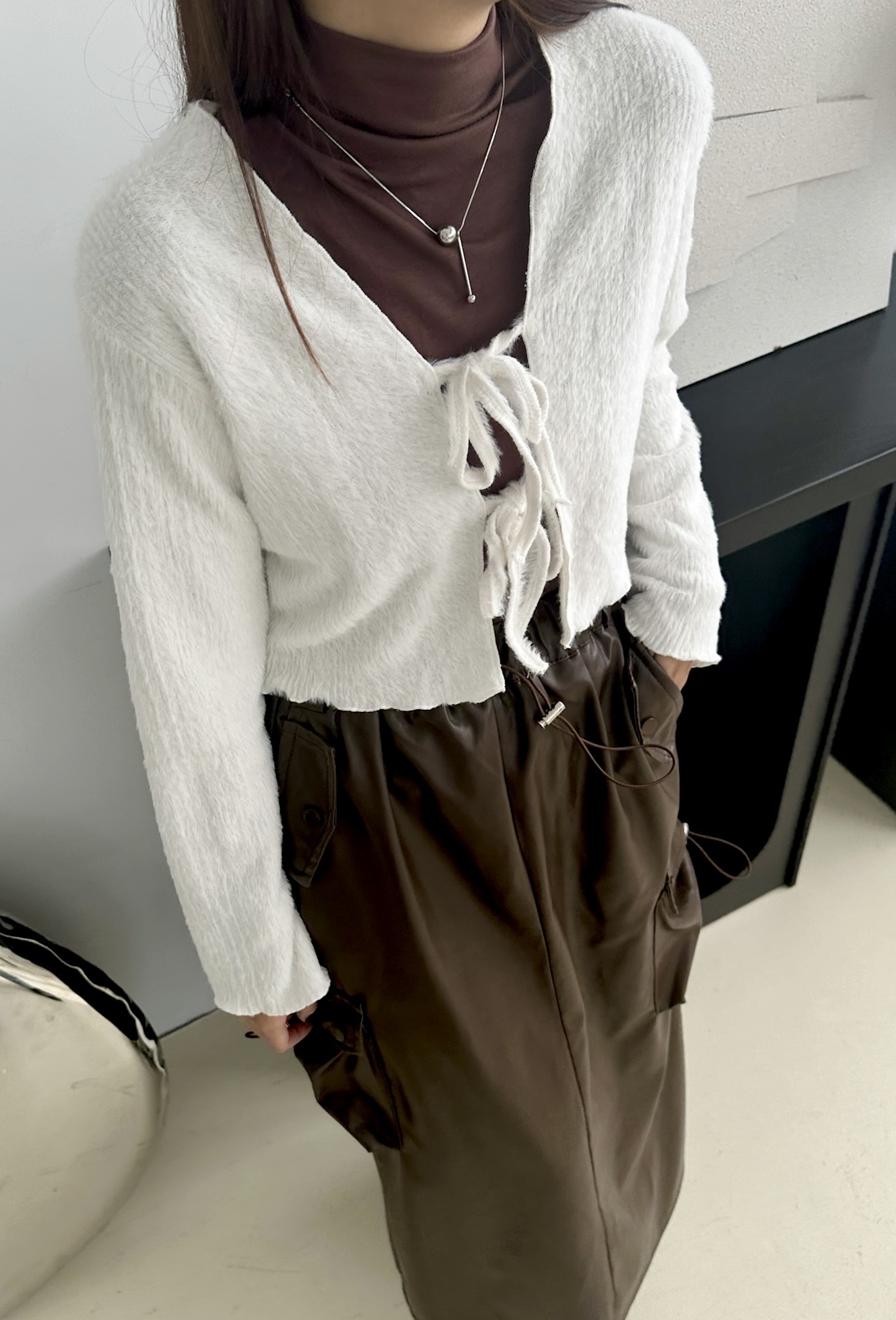 溫柔升級海馬毛雙綁帶罩衫