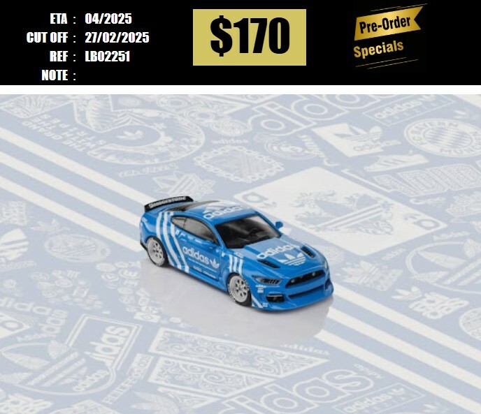 PO-$170 * LIBERTY64 * 1:64 FORD MUSTANG MK6 WIDEBODY ADIDAS [OD24/02]