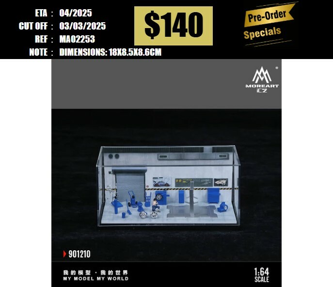 PO-$140 * MOREART * 1:64 DIORAMA - CAR REPAIR ROOM SET (BLUE) [OD24/02]