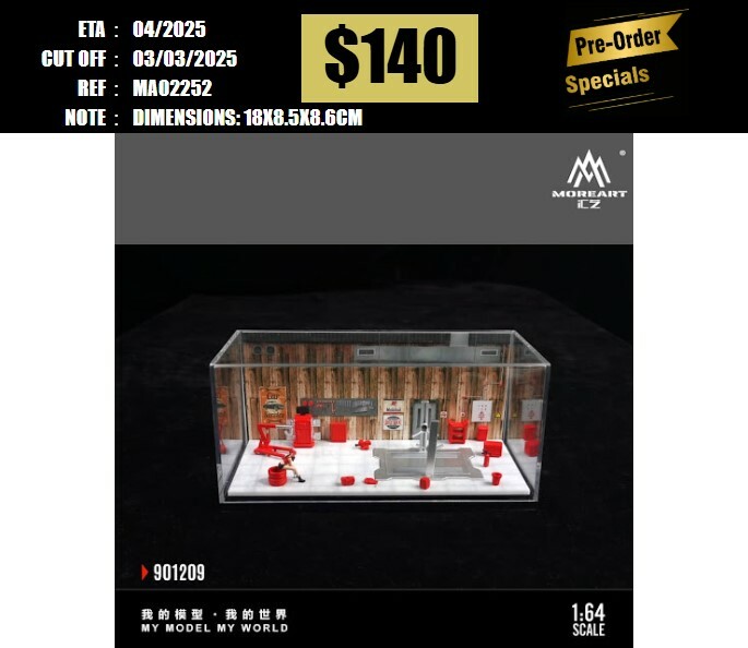 PO-$140 * MOREART * 1:64 DIORAMA - CAR REPAIR ROOM SET (RED) [OD24/02]