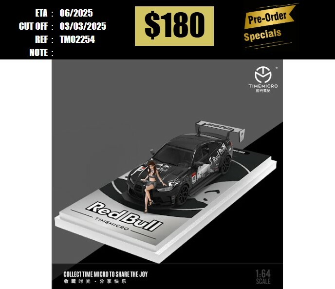 PO-$180 * TIME MICRO * 1:64 BMW M4 G82 SILVER BULL W/FIGURE [OD24/02]