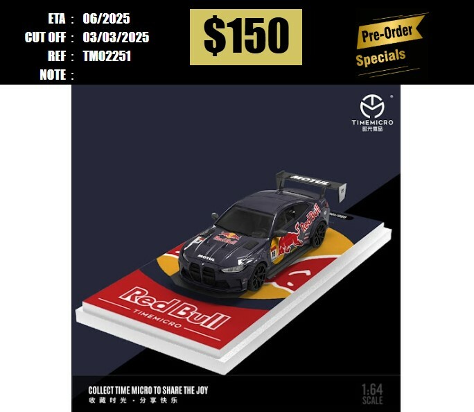 PO-$150 * TIME MICRO * 1:64 BMW M4 G82 RED BULL [OD24/02]