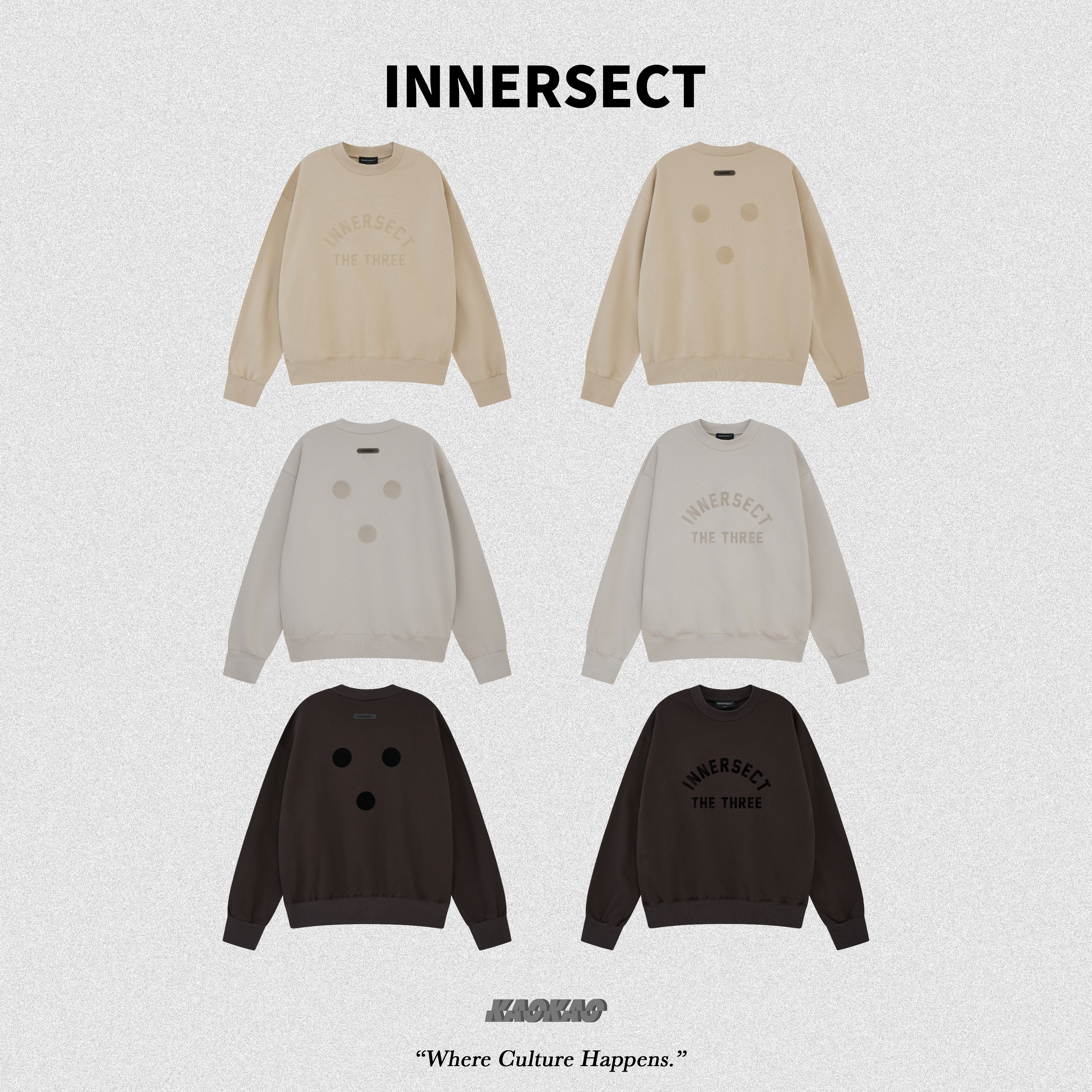 INNERSECT 三生萬物 寶寶絨 背後三點 美式標語 LOGO 重磅 大學T【INN24FWTHD201】