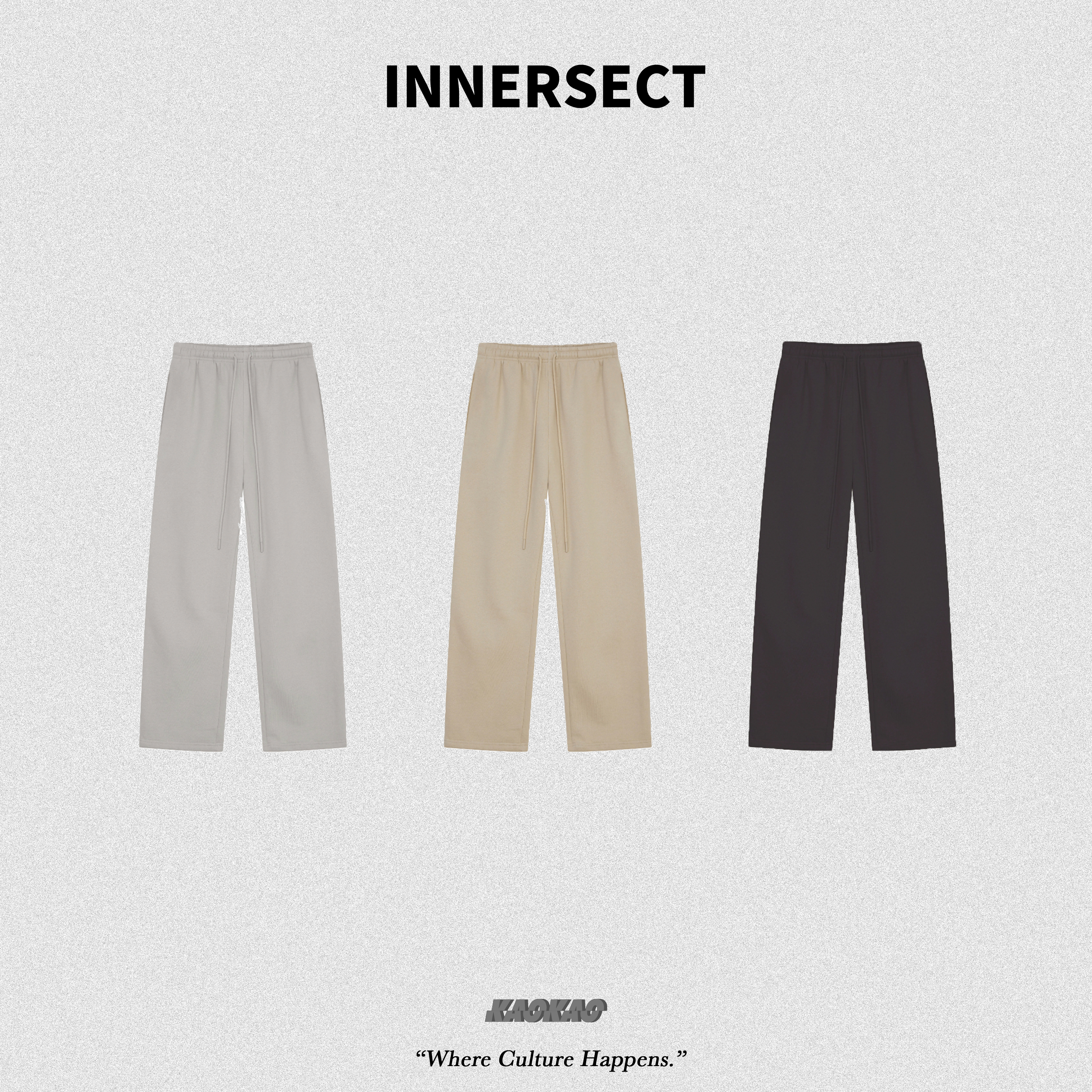 INNERSECT 三生萬物 厚磅純色 直筒高腰長褲 立體標【INN24FWBPT134】