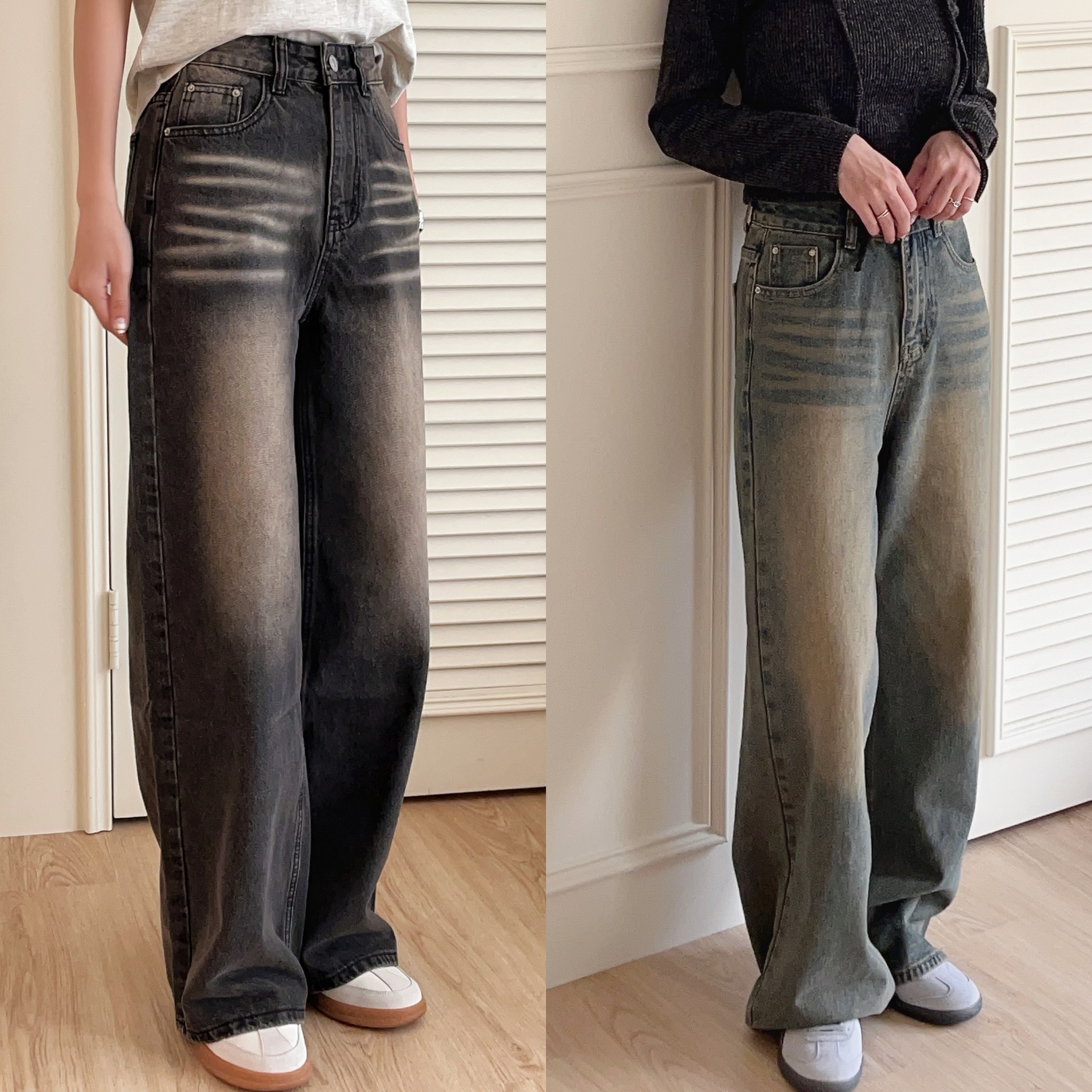 （現貨）NJ141 女生必買 命定寶藏褲 刷白落地牛仔褲