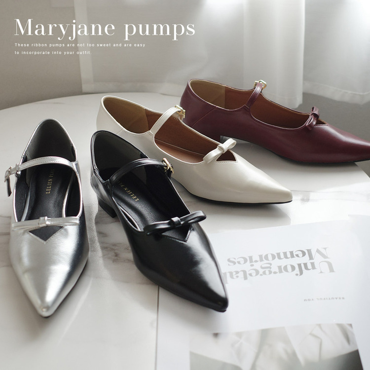 甜美俏皮 尖頭緞帶瑪莉珍鞋【SY022】